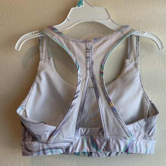 Athleta Bra Marbled White Grey Neon Size Small - Picture 2 of 6